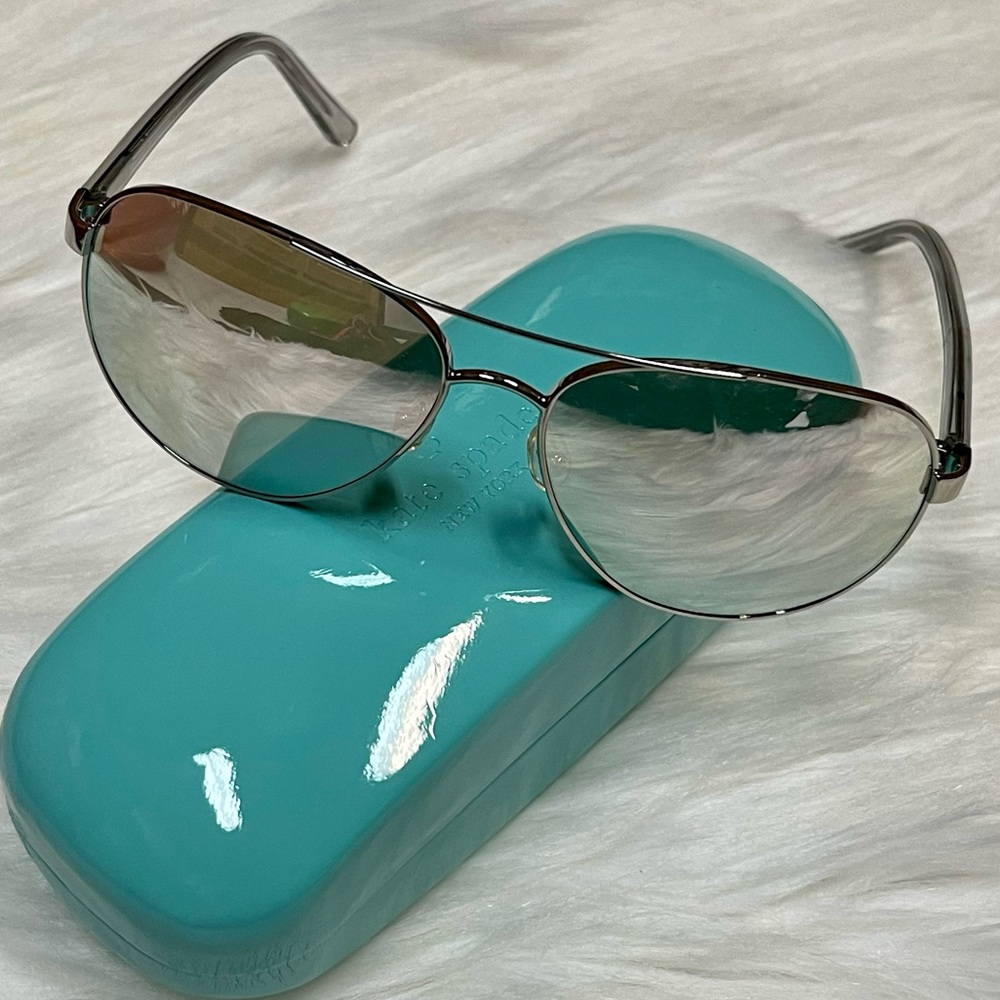 KATE SPADE ♠️ AVIATOR SILVER FRAME SUNGLASSES NEW IN ORIGINAL BOX